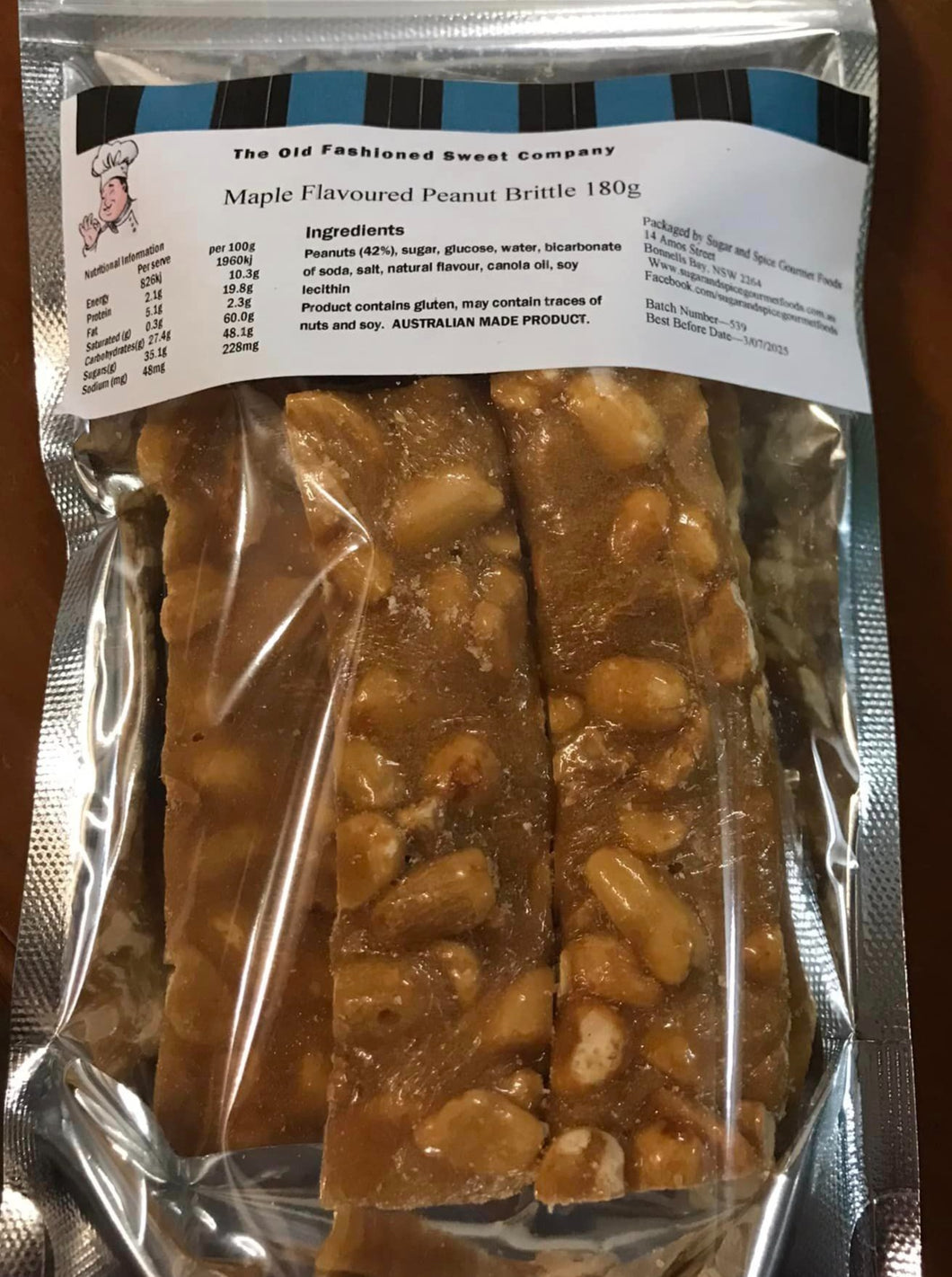 Sweets - Maple Flavoured Peanut Brittle - 150g