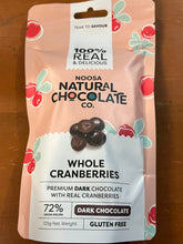 Load image into Gallery viewer, Noosa Natural Chocolate - Dark Chocolate Cranberries - 100g
