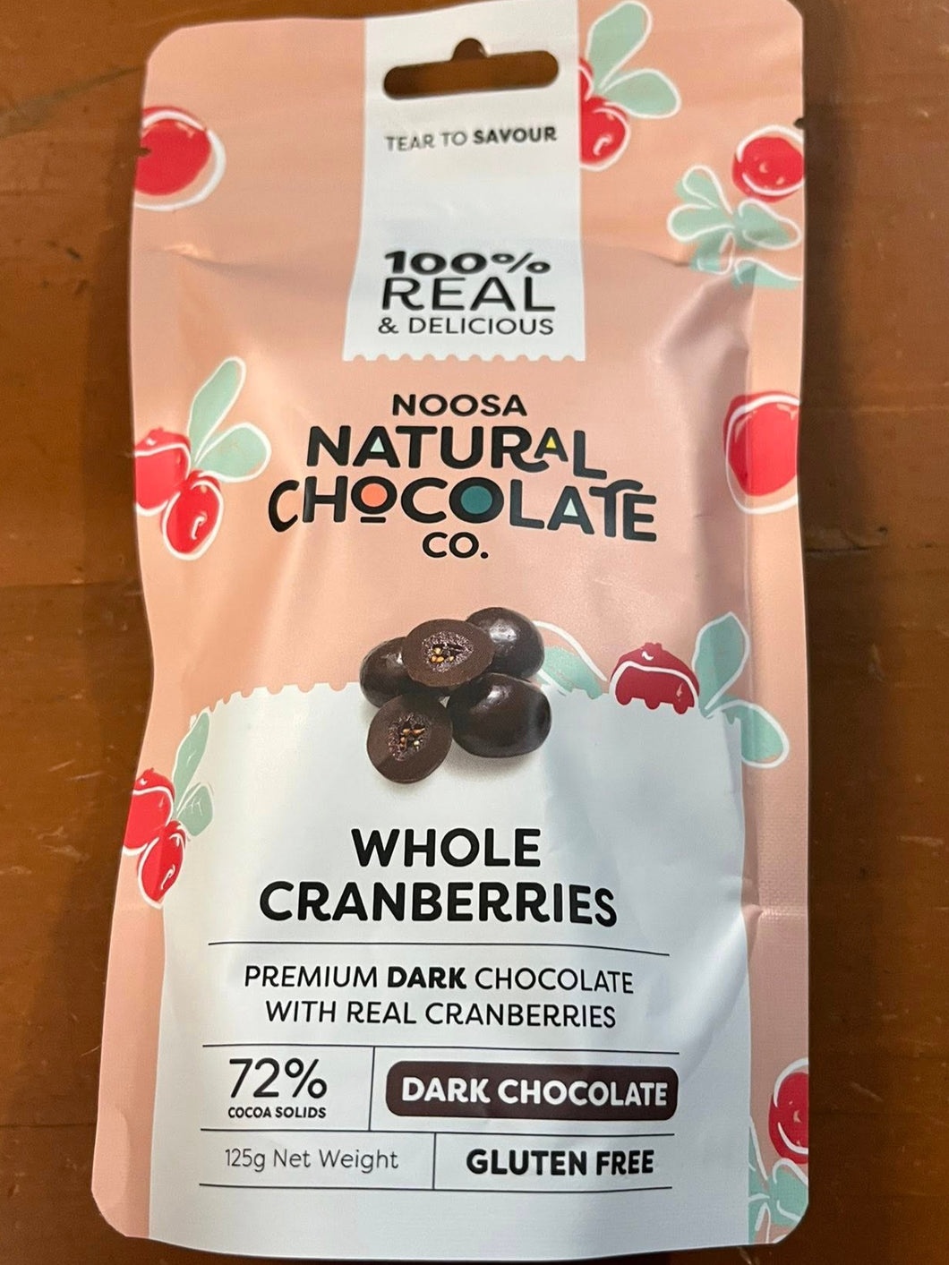 Noosa Natural Chocolate - Dark Chocolate Cranberries - 100g