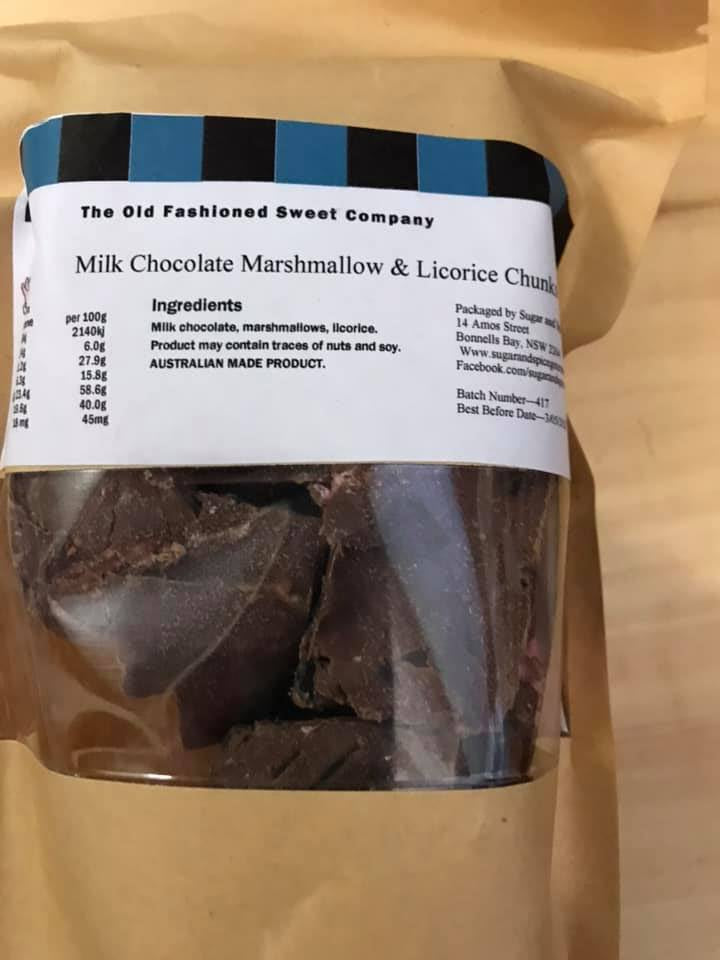 Milk Chocolate Marshmallow and Licorice Chunks